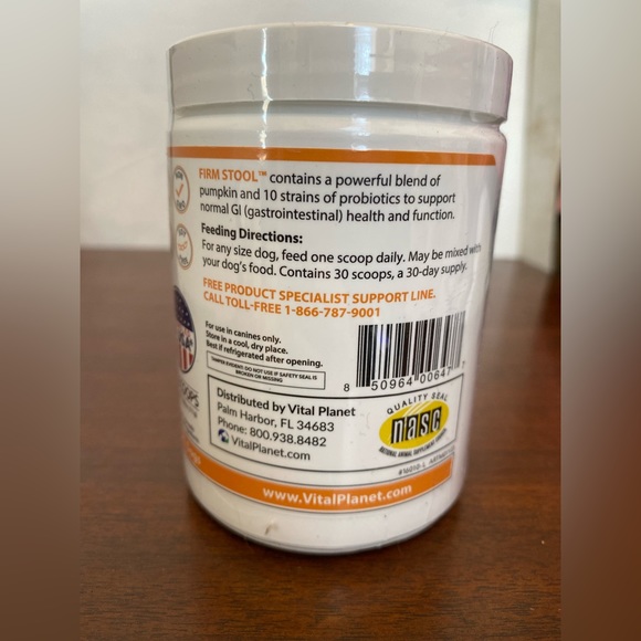 Vital Planet Firm Stool Pumpkin And Probiotic Powder For All Dogs 3.9oz  111g - Picture 7 of 7